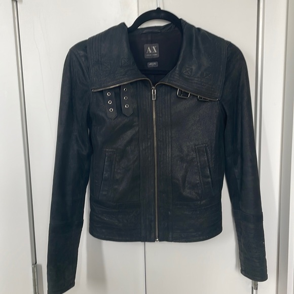 Fitted A/X Armani Exchange Leather jacket - Picture 1 of 2